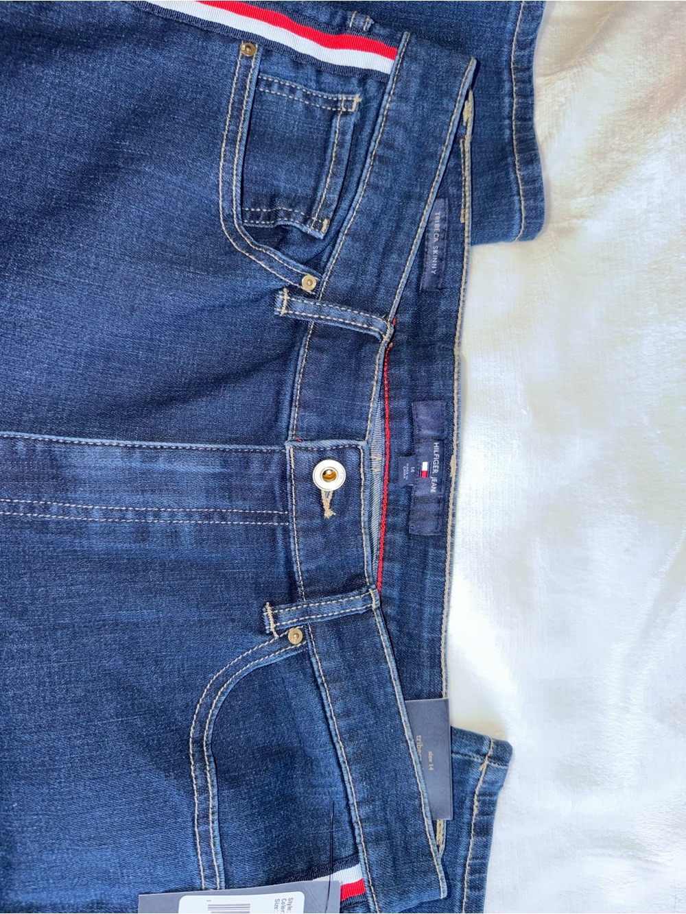 Tommy Hilfiger Women’s Dark Blue Jeans with Red & White Side Stripes - Picture 5 of 6